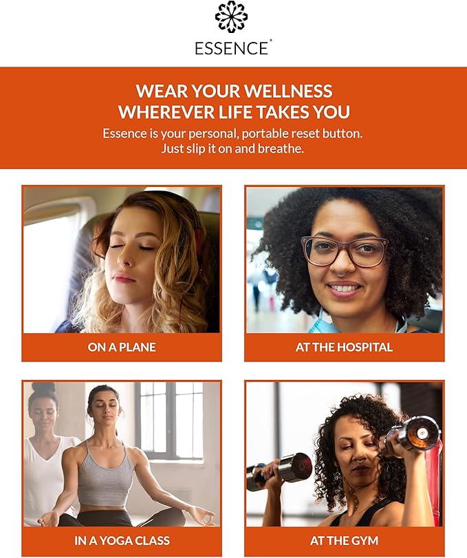 Essence Wearable Aromatherapy Nasal Diffuser – Orange Essential Oil Nose Ring Silicone Inhaler for Stress & Mood Support - Made in USA & Travel-Friendly (3 Pack)