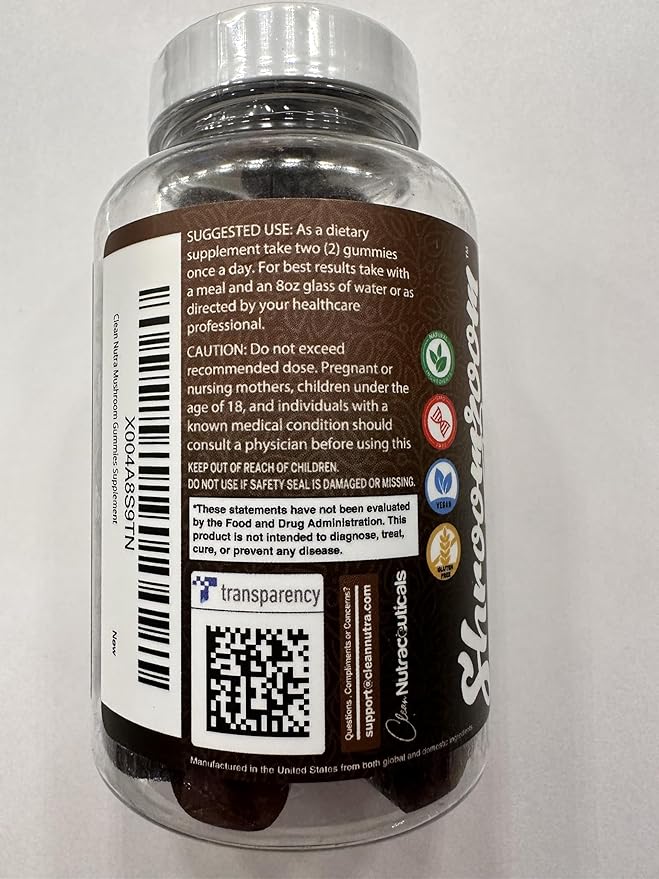 15in1 Mushroom Gummies with Lion's Mane Turkey Tail Cordyceps Reishi Chaga Sweet Toot Maitake Meshima Poria Cocos Shiitake Tremella, Oyster Agaricus Mushrooms for Men and Women Supplement - 2Pack