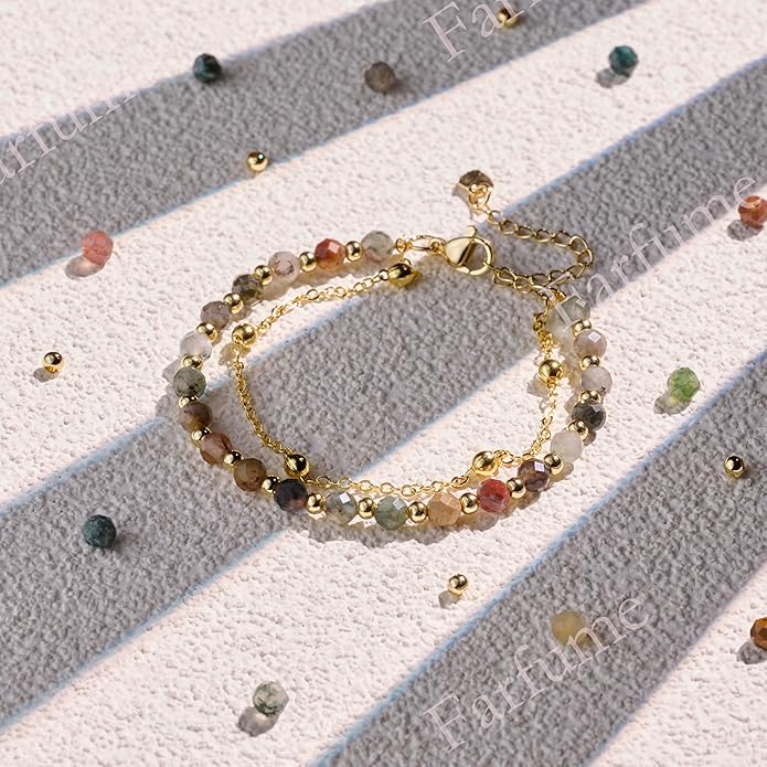 Farfume Crystal Bracelet Beaded Bracelets for Women 4mm Natural Stone Beads Gemstone Handmade Anxiety Jewelry Gifts