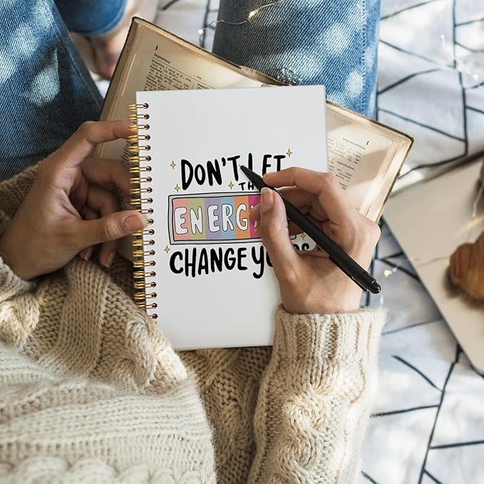 Inspirational Motivational Notebook Journal, Inspirational Gifts for Women, Don't Let Their Energy Change Yours College Ruled Hardcover Spiral Notebook 5.5x8.3