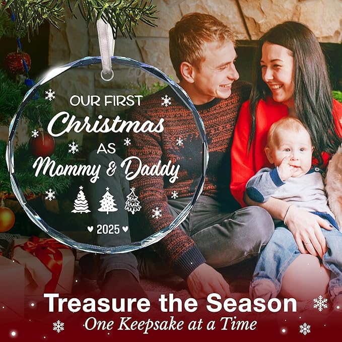 Baby First Christmas Ornament 2025 - Heartwarming Gifts for New Parents, Charming Newborn Christmas Keepsake for Baby Boy or Girl, Ideal for First Time Moms and Dads