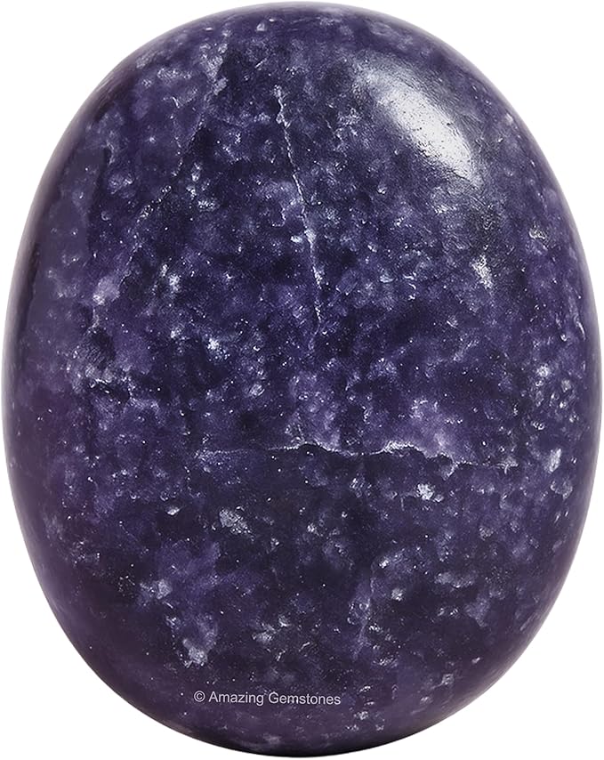 Amazing Gemstone Lepidolite Crystals and Healing Stones - Large Palm Stone Crystals Piedra - Crystal for Good Luck, Balanced Positive Energy, Meditation - Unique Stocking Stuffers Gifts for Women, Men