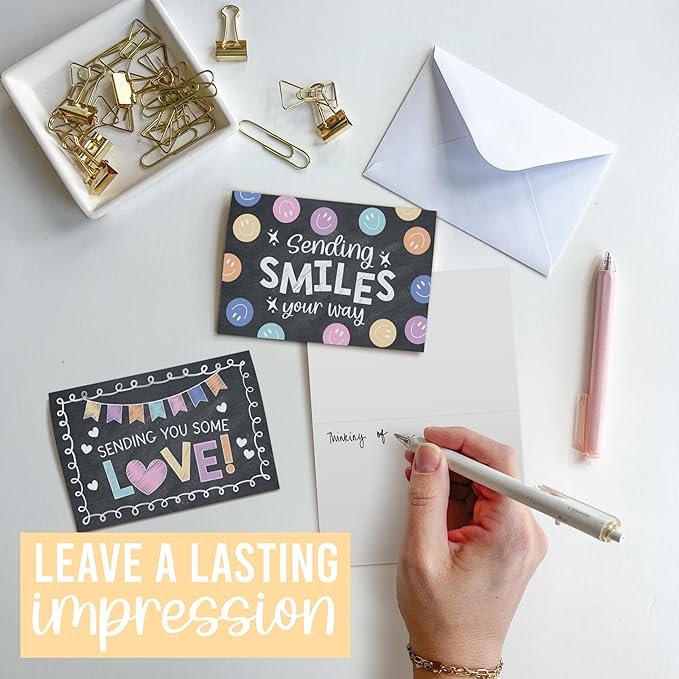 Hadley Designs Thinking of You Cards with Envelopes - 24 Hello Greeting Cards Thinking of You Card for Men & Women Bulk, Blank Encouragement Card for Kids, Just Because Cheerful Encouraging Notecards