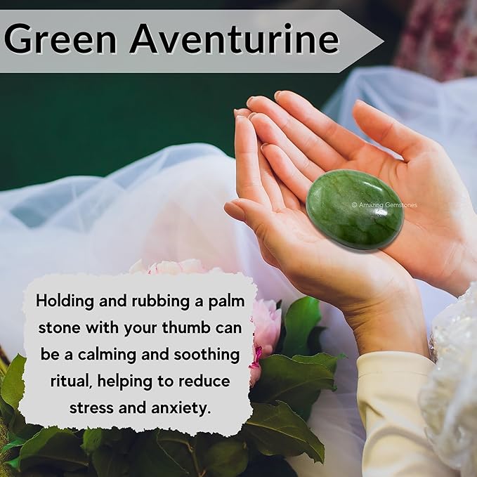 Amazing Gemstone Green Aventurine Crystals and Healing Stones - Large Palm Stone Crystals Piedra - Crystal for Good Luck, Positive Energy, Meditation - Unique Stocking Stuffers, Gifts for Women, Men