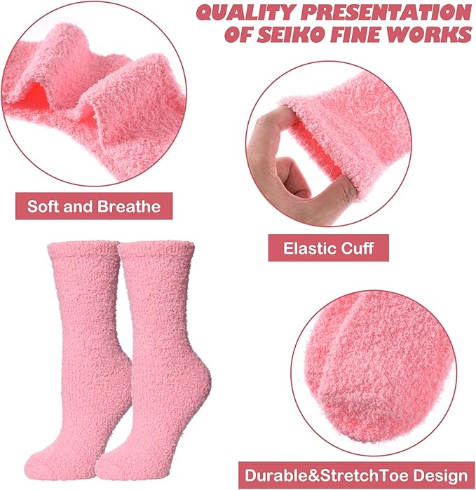 LINEMIN Womens Fuzzy Socks Cozy Fluffy Winter Warm Slipper Socks Microfiber Soft Home Sleeping Socks
