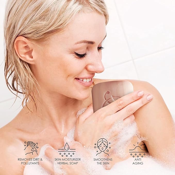 HERBOGANIC Palm oil, Shea butter and Cocoa Butter Herbal Soap | Pack of 6 of 5oz soap Bar | Ideal for Men and Women, Soothing and Nourishing Soap for Moisturization