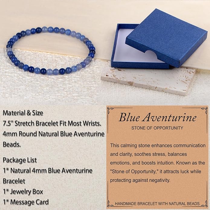 LPBeads Handmade Natural Gemstone Stretch Elastic Bracelet Healing Crystal Round Stone Beads Jewelry Gifts for Women Men