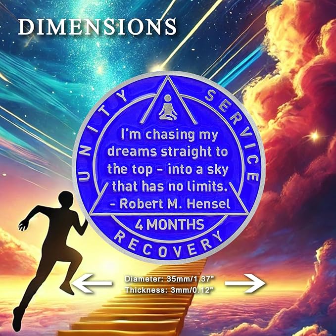 4 Month Sobriety Coin Sobriety Chips AA Chip AA Coins Sober Chip Token Recovery Medallion NA Chips NA Coins from 1 to 12 Month Plastic case Included-Baking Paint Process