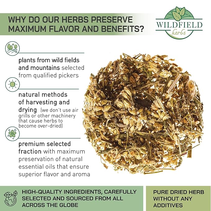 4 oz. Yarrow Herb Dried Yarrow Leaf & Flower Herbal Tea (Achillea Millefolium Tea) - 113g Herb Tea Milenrama