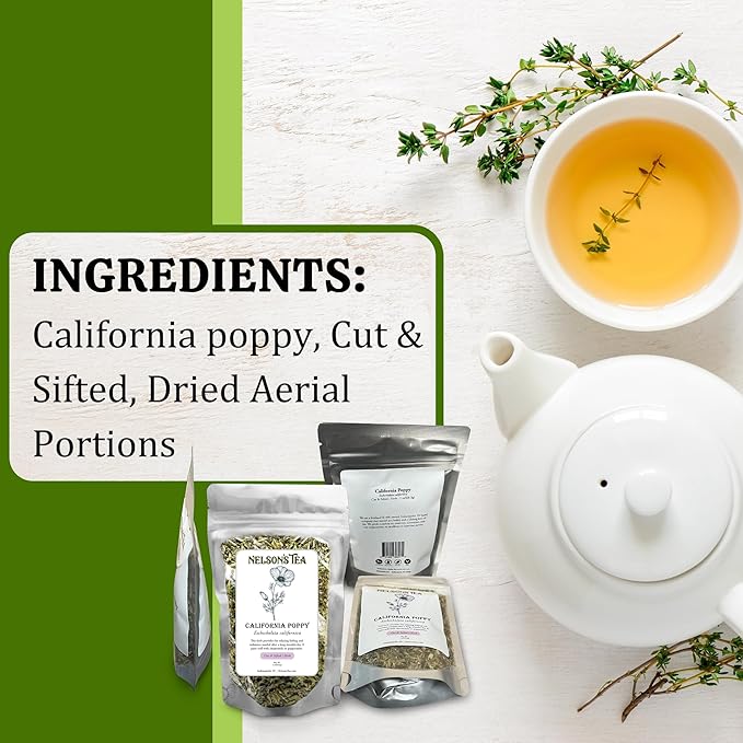 Nelson's Tea - California Poppy - Cut & Sifted - Loose Leaf - Herbal Tea - 4 Oz