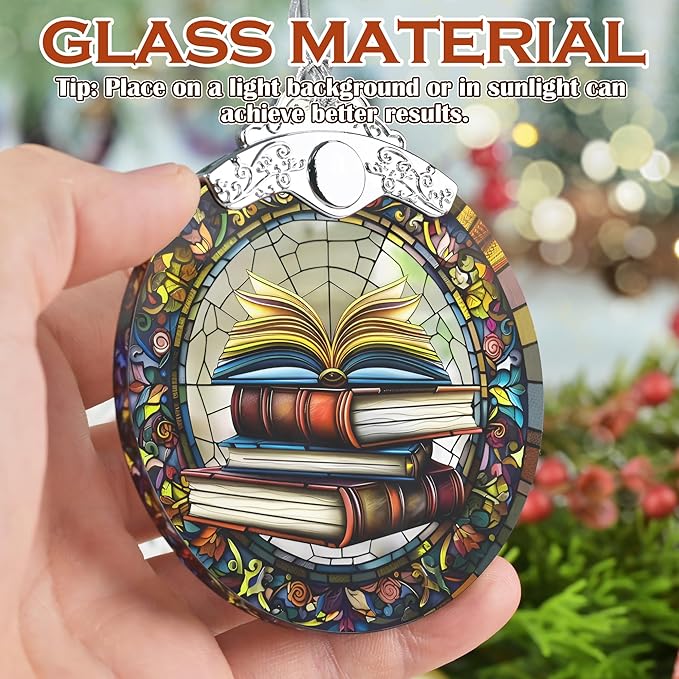 Book Lovers Gifts, Book Ornaments for Christmas Tree, Book Lover Christmas Ornaments, Gifts for Book Lovers,Book Decor, Book Lover Ornament, Librarian Ornament, Stained Glass Christmas Ornament