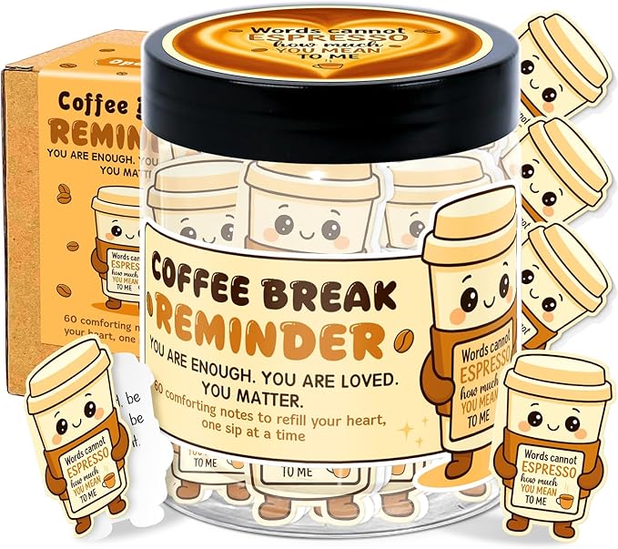 Emotional Support Coffee – Funny Coffee Gifts For Men, Women - 60 Positive Coffees Daily Affirmation Cards Jar – Inspirational Gifts for Women - Self Care Gift for Coworkers, Teens, Friends, Boss