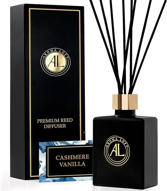 Reed Diffuser-Cashmere Vanilla Reed Diffusers for Home-5 oz.Oil Diffuser Sticks - Bathroom Diffuser Set-Scent Diffusers for Home- Oil Diffuser Reeds,-Scent Sticks in Oil-Office Smell Good Stuff