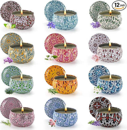 Scented Candle Set, 12 Pack Candles Gift for Home Scented, Aromatherapy Candle Gift, 2.5 oz Long Lasting Soy Candles for Men, Women, Friends Birthday, Mother's Day, Valentine Bath SPA
