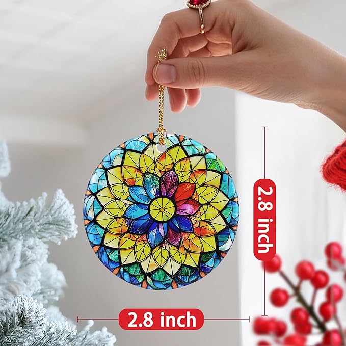 Christmas Ornaments, Ceramic-Style Christmas Decorations, Xmas Tree Ornaments, Heirloom Keepsakes, Holiday Dcor, Holiday Presents, Unique Xmas Gifts, Gift Exchange, Gift Idea - Rainbow Mandala