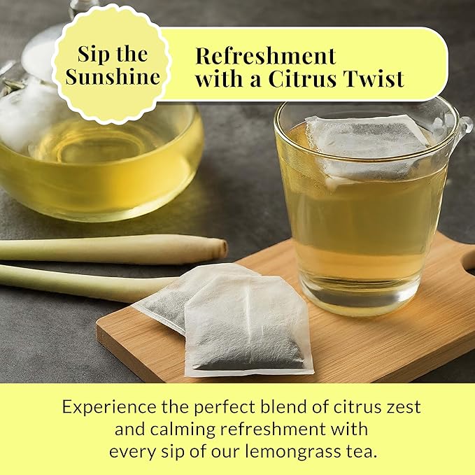 Premium Lemongrass Tea-75 Bags, Te De Limon, Natural Lemongrass Tea Bags, Non-GMO, Caffeine Free, Sugar Free. Perfect For Hot & IcedTea. By Akshit