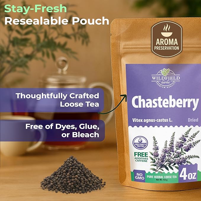 4 oz. Chaste Tree Berry Сhasteberry Tea Chaste Tree Berry Tea Herb (Vitex Agnus-Castus) - 113g Herbal Vitex Sauzgatillo
