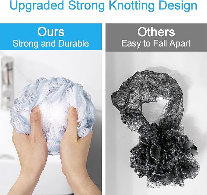 AmazerBath Loofah Sponge 60g/Piece, Exfoliating Bath Sponge Body Scrubber - Loofa Set of 4 - Cotton Candy Quartet