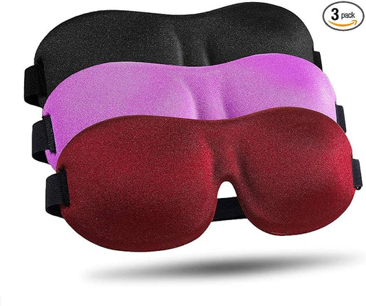 LKY DIGITAL Sleep Mask for Side Sleeper 3 Pack, Blackout 3D Eye Mask for Sleeping, Night Blindfold for Men Women