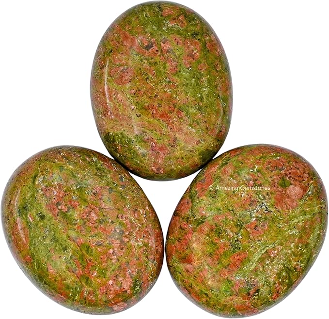 Amazing Gemstone Unakite Crystals and Healing Stones - Large Palm Stone Crystals Piedra - Crystal for Good Luck, Balanced Positive Energy, Meditation - Unique Stocking Stuffers Gifts for Women, Men