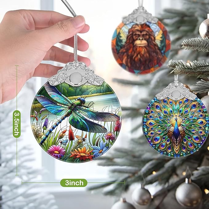 Christmas Ornament, 2025 Ornaments for Christmas Tree, Stained Glass Hanging Ornament, Holiday Ornaments, Unique Gift Idea - Dragonfly