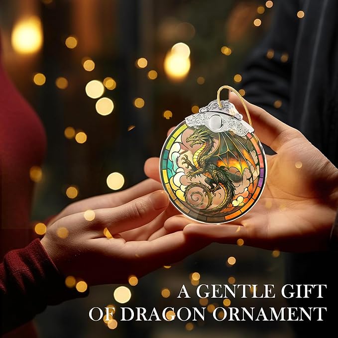 Dragon Ornament, Dragon Christmas Ornaments – Fantasy Dragons Ornament for Christmas Tree or Home Decor – White Elephant Gifts for Adults, Dragons Gifts