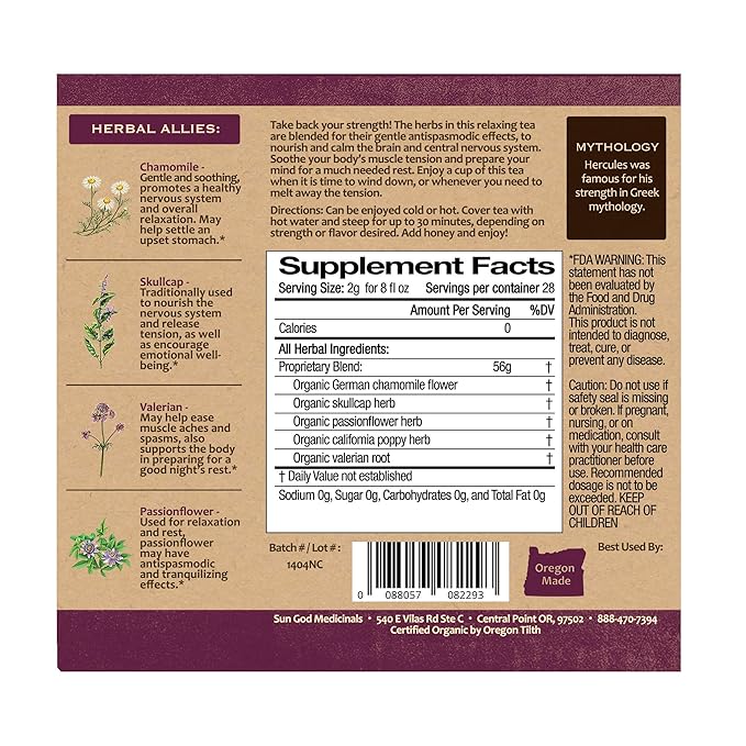 Organic Hercules Herbal Tea - Muscle Support - 2 oz Loose Leaf (20-24 servings)