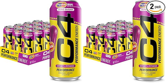Cellucor C4 Energy Drink x Grape Popsicle, Carbonated Sugar Free Pre Workout Performance Drink with no Artificial Colors or Dyes, 16 Oz, Pack of 24