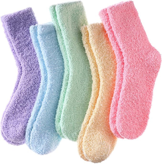 LINEMIN Womens Fuzzy Socks Cozy Fluffy Winter Warm Slipper Socks Microfiber Soft Home Sleeping Socks