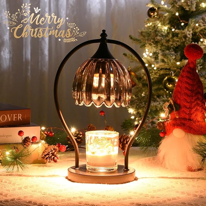 Candle Warmer Lamp with Timer, Vintage Black Wax Melt Warmer Lamp Electric Dimmable Candle Warmer, House Warming Gifts Home Decor for Living Room Bedroom Office, Birthday Gifts for Mom, Women & Men