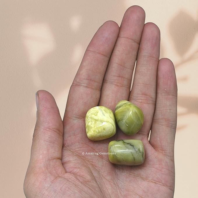 Amazing Gemstone Serpentine Crystals and Healing Stones Tumbled - 1000+ Carats Serpentine Stone, Natural Healing Stones for Energy Balance, Stress Relief - Premium Polished Gems Rocks for Meditation