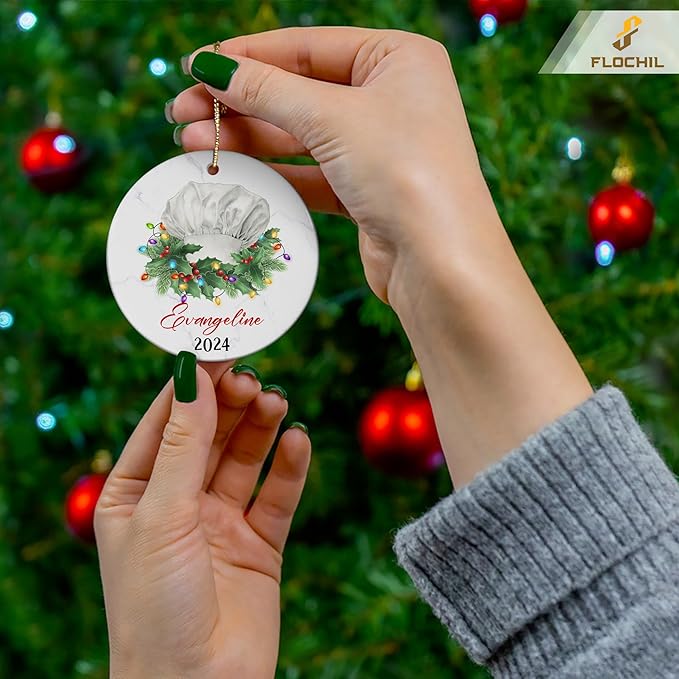 FLOCHIL Personalized Chef Christmas Ornament, Custom With Name, Gifts for Chefs