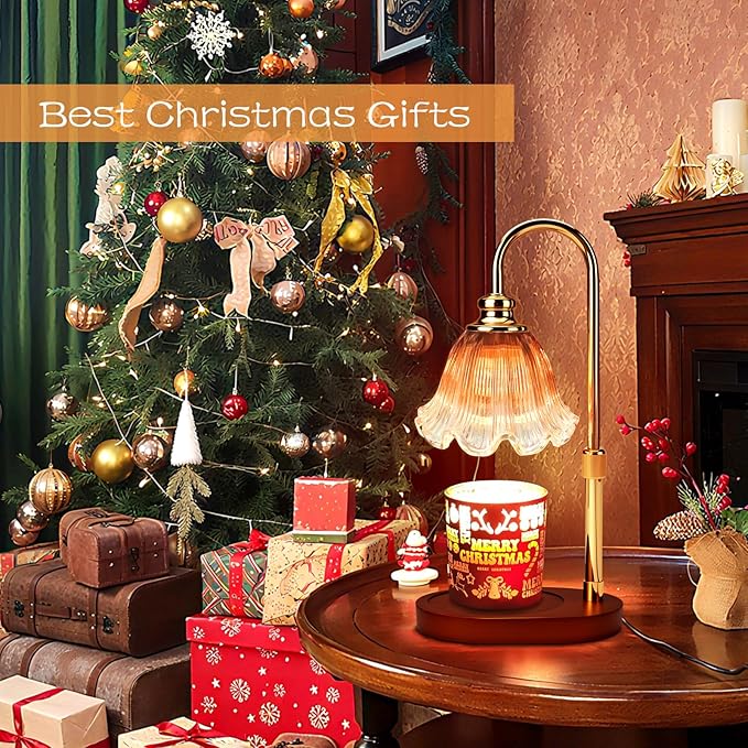 Candle Warmer Lamp with Timer Dimmable: Wax Warmer Gifts for Mom, Birthday Gifts for Women & Home Decor for House Warming Gifts New Home– Adjustable Height for New Home Bedroom (Brown)