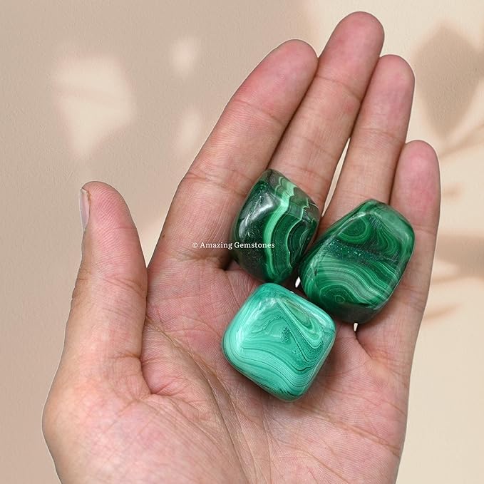 Amazing Gemstone Malachite Crystals&Healing Stones Tumbled - 1 oz Malachite Stone Gem Stones, Healing Stones for Energy Balance, Stress Relief - Premium Polished Gems Rocks for Meditation&Wellness