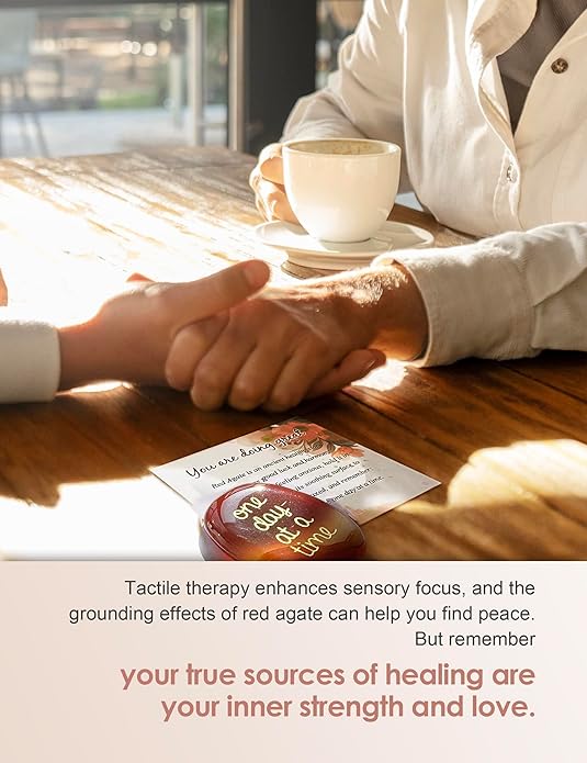 SOLICIEL One Day at A Time Agate Healing Crystal, Thinking of You Gifts for Him for Her Anxiety Relief Items You Got This Sobriety Gifts Inspirational for Best Friend for Women Men