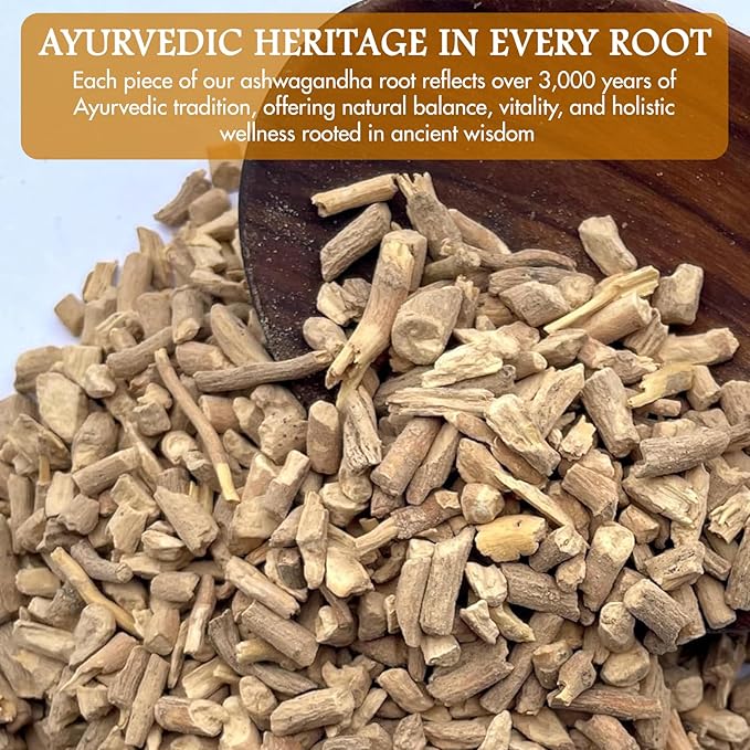 Cure wid Pure Certified Organic Ashwagandha Root Tea | Cut & Sifted 4oz Non-GMO Non-Irradiated Ashwagandha Tea for Women & Men Adaptogenic Wellness | Withania Somnifera for Herbal Infusion & Capsules