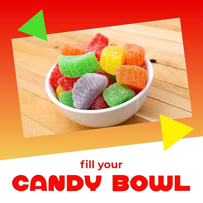 Fruit Slices Candy | 2 Pound Bulk Bag | Assorted Sugar Coated Jelly Candies in Strawberry, Orange, Lemon, Grape, Apple Flavors | Old Fashioned Fruit Chews Candy