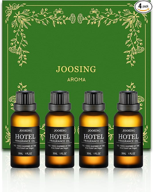 Hotel Diffuser Oils Gift Set, Joosing Hotel Scent Essential Oils d 4 x 30ml Large Bottles (4 Fl Oz Total), Premium Fragrance Oil No. 10003 The Aria for Le Labo Aromatherapy Diffusers and Humidifiers