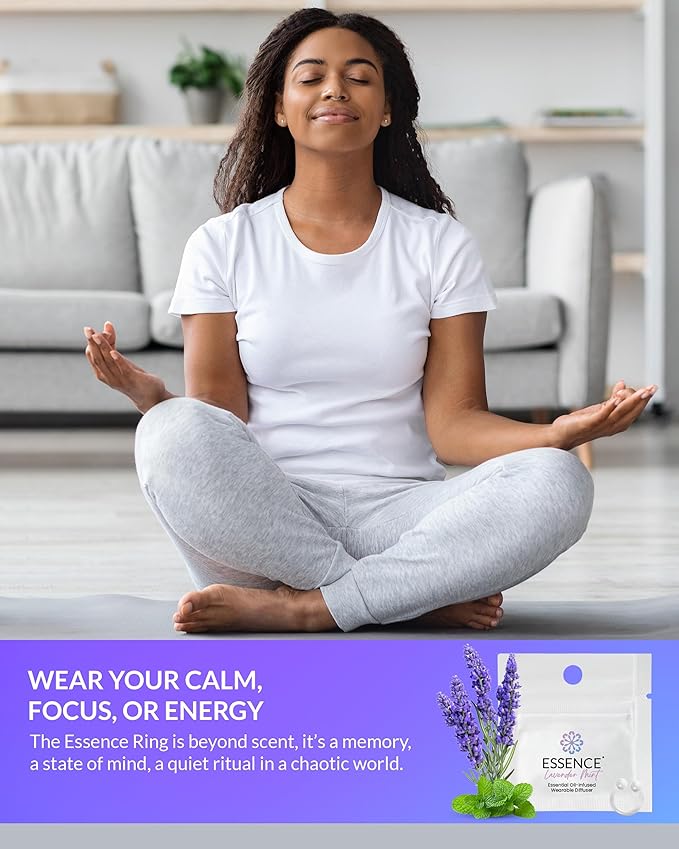Essence Wearable Aromatherapy Nasal Diffuser – Lavender Mint Essential Oil Nose Ring Silicone Inhaler for Stress & Mood Support - Made in USA & Travel-Friendly