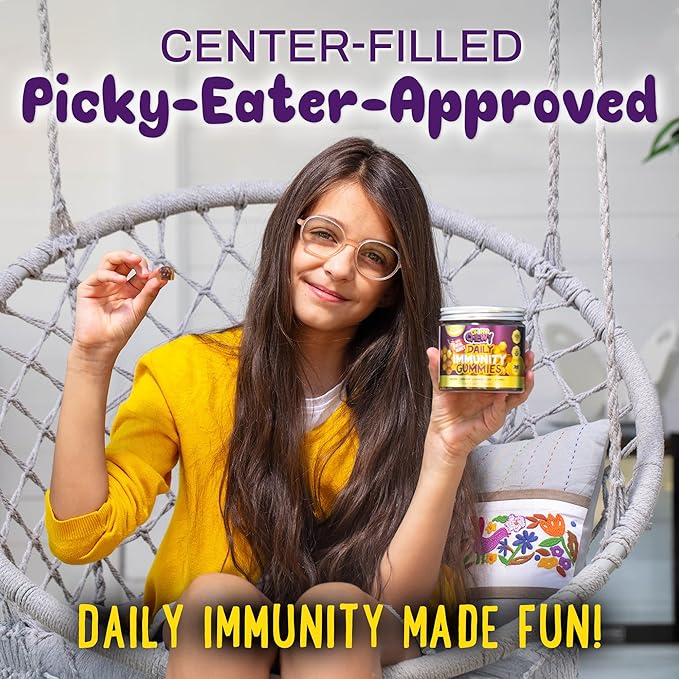 Elderberry Gummies Immunity Support - Real Honey and Lemon Immune Supplement for Kids & Teens with Vitamin C, Echinacea, and Zinc - 60 CT