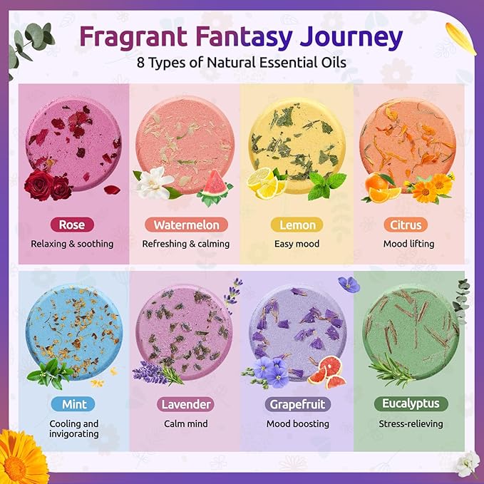 Shower Steamers Aromatherapy - 8 Pack Shower Bombs with Essential Oils, Birthday Gifts for Women Self Care Relaxation Home SPA Stress Relief, Gifts for Girlfriend Teacher Womens Christmas Gift