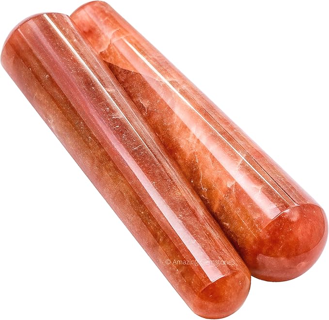 Amazing Gemstone Strawberry Quartz Crystal Wand Massage Stick - Pelvic Wand Gua Sha for Adults - Crystals and Healing Stones Massage Wands for Adults Gifts (Smooth)