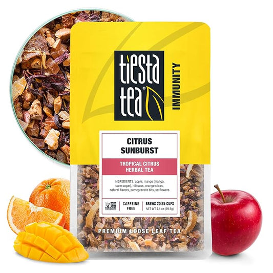Tiesta Tea - Citrus Sunburst, Loose Leaf, Tropical Citrus Herbal Tea, Premium Non-Caffeinated Fruit Blend, Make Hot or Iced, Brews Up to 25 Cups, 2.1 Ounce Resealable Pouch