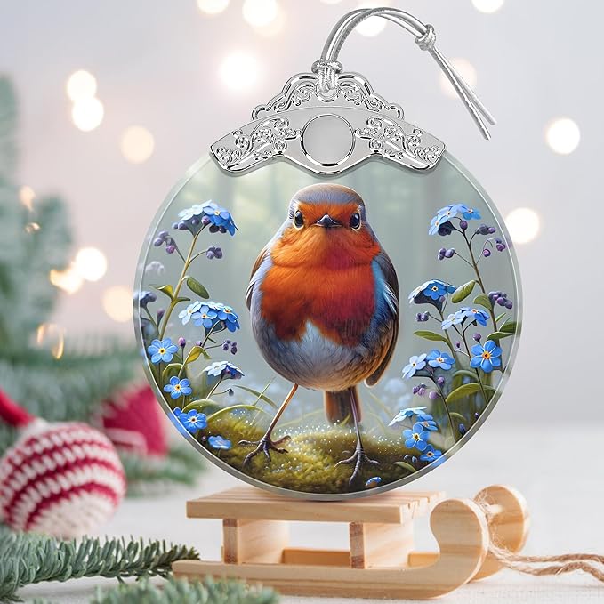 American Robin Stained Glass Orament - Christmas Ornament - Christmas Decorations for Tree - Holiday Present ldeas - Gift Exchange