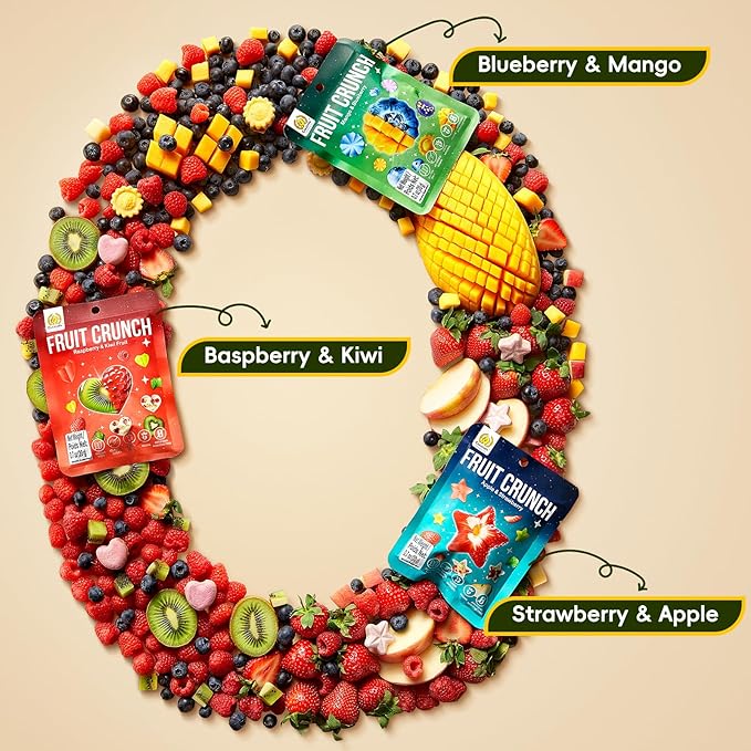 SUNGIVEN Freeze Dried Fruit Crisps Crunch Mixed Fruit 6 Packs Gluten Free Made with Fruit Vegan Healthy Snacks Ready to Eat for Yogurt Dessert