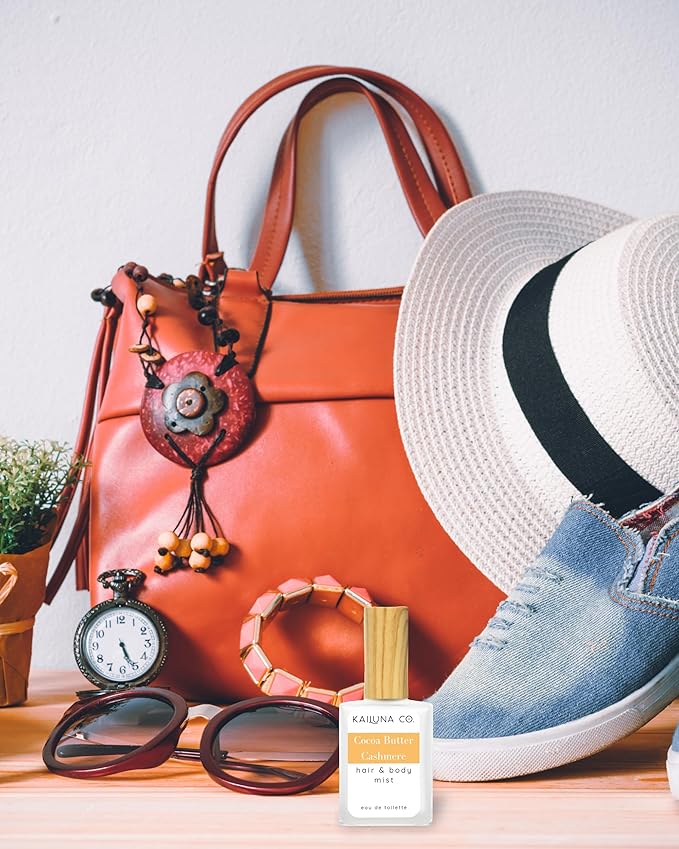 Cocoa Butter Cashmere Natural Hair & Body Mist Spray, Pure Essential and Fragrance Oils, Alcohol-Free, Handmade in California, 0.5Fl Oz