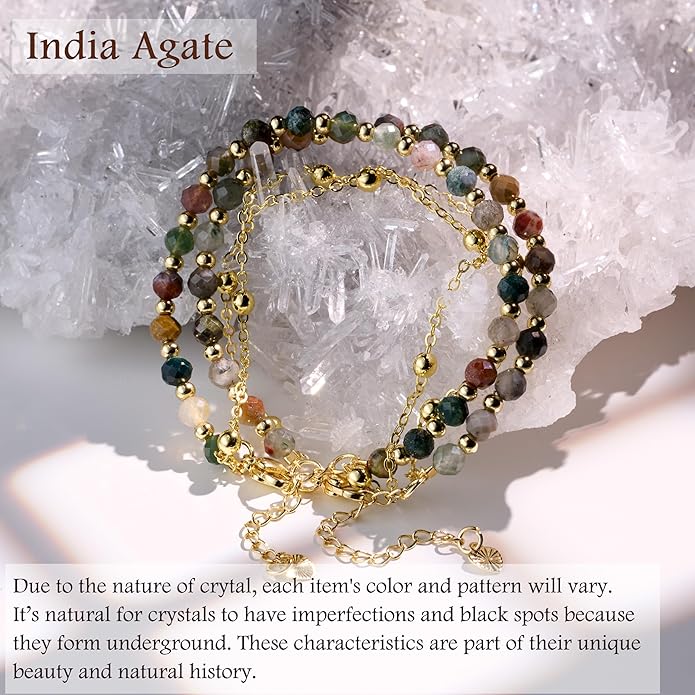 Farfume Crystal Bracelet Beaded Bracelets for Women 4mm Natural Stone Beads Gemstone Handmade Anxiety Jewelry Gifts