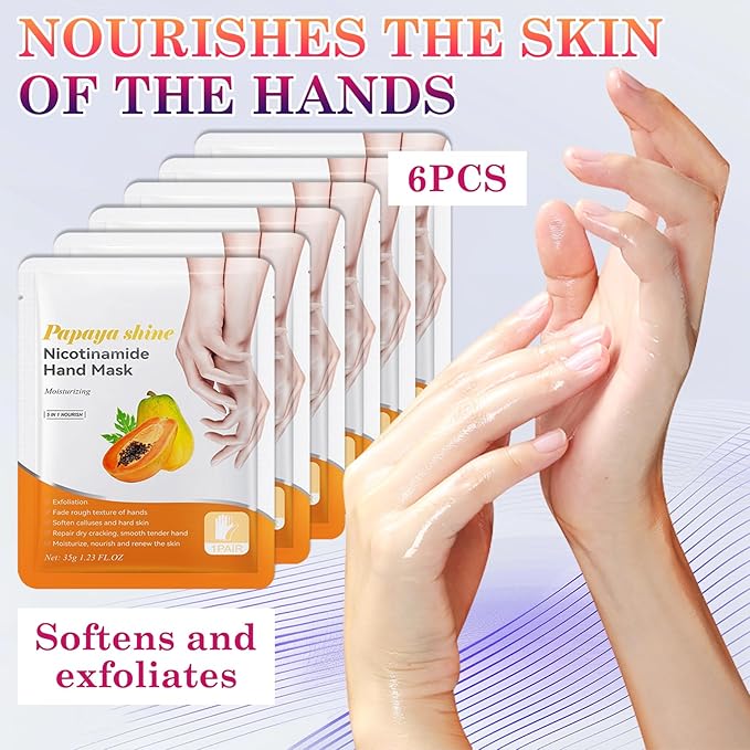 6 Pairs Hand Masks Moisturizing Gloves, Hydrating Hand Mask Moisturizer Gloves Care for Dry Cracked Hands, Smooth Long Lasting Soft Firming Hand Mask Gift Set for Men Women（N