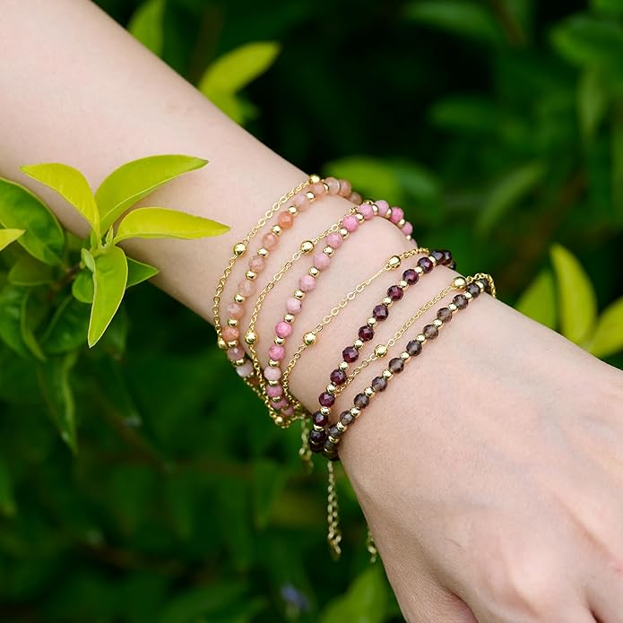 Farfume Crystal Bracelet Beaded Bracelets for Women 4mm Natural Stone Beads Gemstone Handmade Anxiety Jewelry Gifts