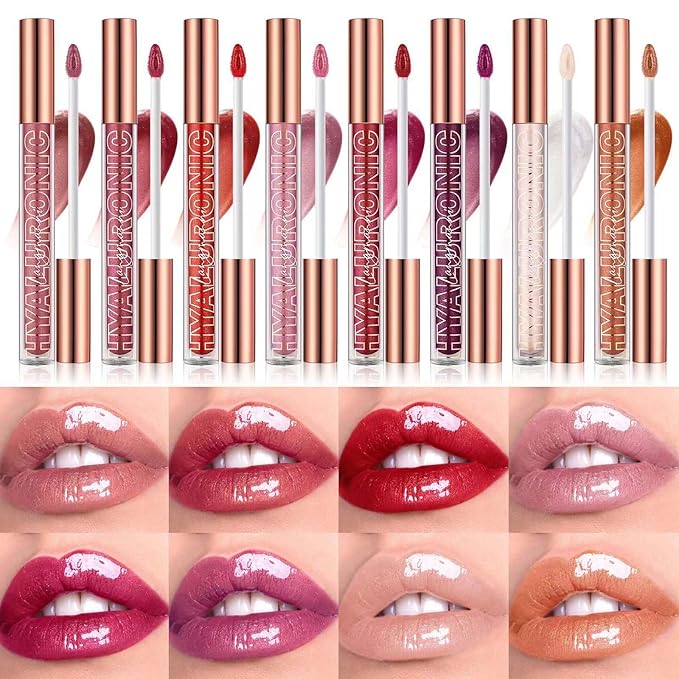 jelly Red Lip Gloss Lip Plumper Gloss Tinted Glitter Lipgloss Lip Oil Teens Moisturizing High Shine And Vegan Plumping Lip Gloss For Women Girls Long-Lasting Dry Lip Care (04# jelly Red)
